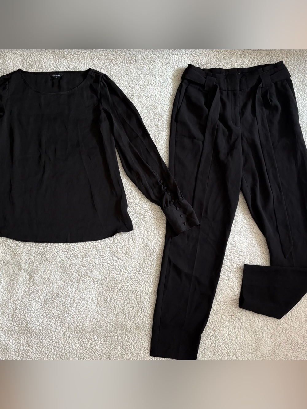Express Black Button-Cuff Blouse and pants